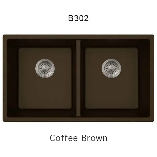 Bristol Sinks 32" Virtuo Granite Double Undermount Equal Bowl Kitchen Sink Coffee Brown B302