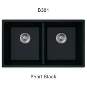 Bristol Sinks 32" Virtuo Granite Double Undermount Equal Bowl Kitchen Sink Pearl Black B301