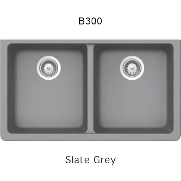 Bristol Sinks 32" Virtuo Granite Double Undermount Equal Bowl Kitchen Sink Slate Grey B300