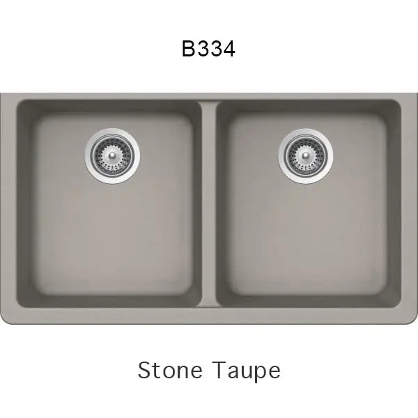 Bristol Sinks 32" Virtuo Granite Double Undermount Equal Bowl Kitchen Sink Stone Taupe B334