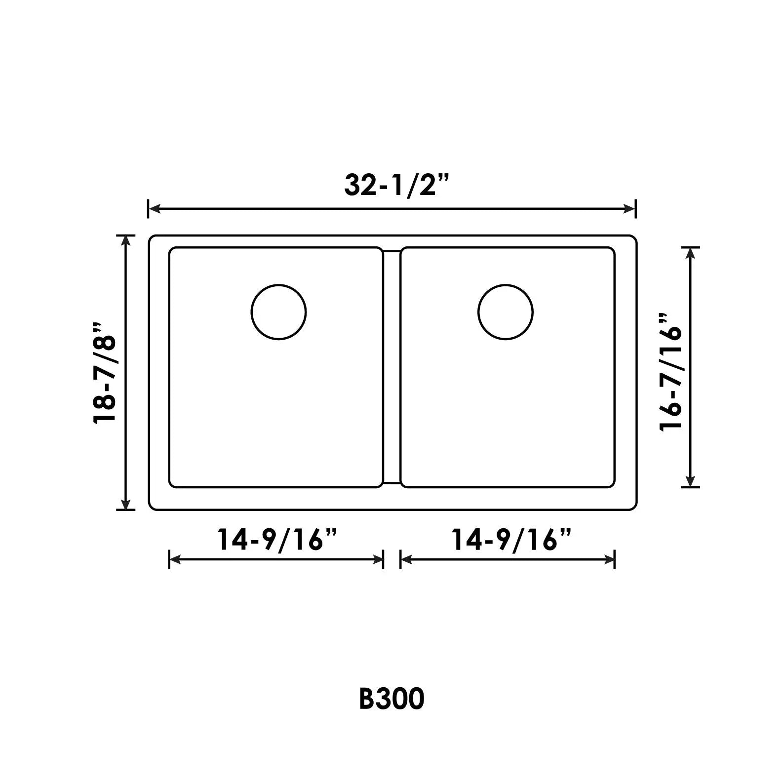 Bristol Sinks 32" Virtuo Granite Double Undermount Equal Bowl Kitchen Sink Asphalt Grey B327