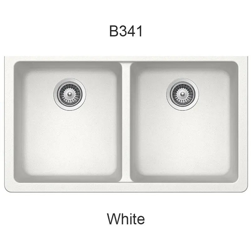 Bristol Sinks 32" Virtuo Granite Double Undermount Equal Bowl Kitchen Sink Ultra White B341