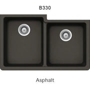 Bristol Sinks 32" Virtuo Granite Double Undermount Offset Bowl Kitchen Sink Asphalt Grey B330