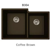 Bristol Sinks 32" Virtuo Granite Double Undermount Offset Bowl Kitchen Sink Coffee Brown B304