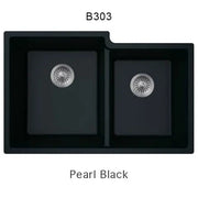 Bristol Sinks 32" Virtuo Granite Double Undermount Offset Bowl Kitchen Sink Pearl Black B303
