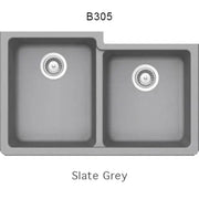 Bristol Sinks 32" Virtuo Granite Double Undermount Offset Bowl Kitchen Sink Slate Grey B305