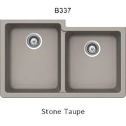 Bristol Sinks 32" Virtuo Granite Double Undermount Offset Bowl Kitchen Sink Stone Taupe B337