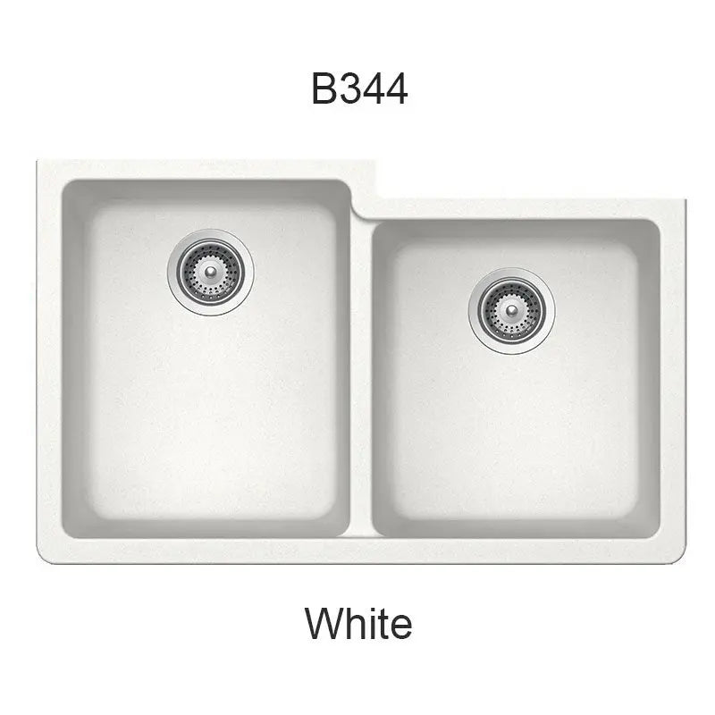 Bristol Sinks 32" Virtuo Granite Double Undermount Offset Bowl Kitchen Sink Ultra White B344