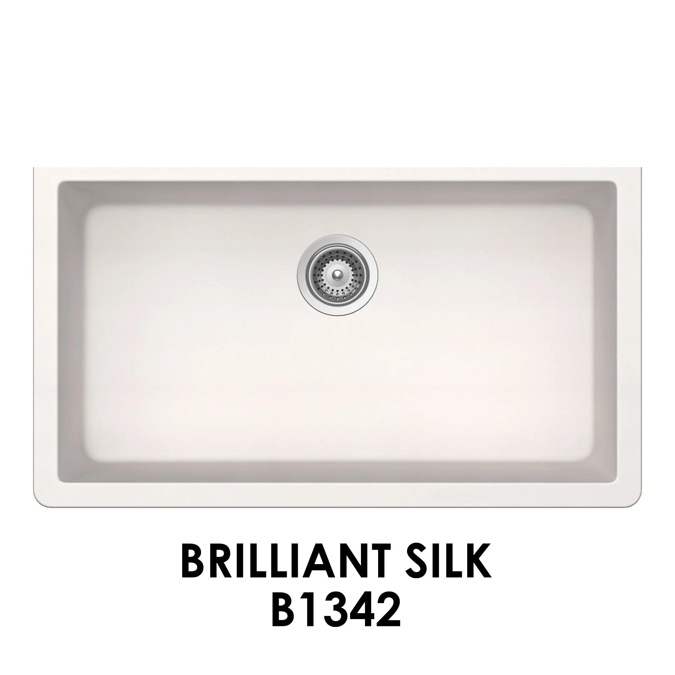 Bristol Sinks 33" The Adour Granite Single Undermount Bowl Kitchen Sink Brilliant Silk White B1342