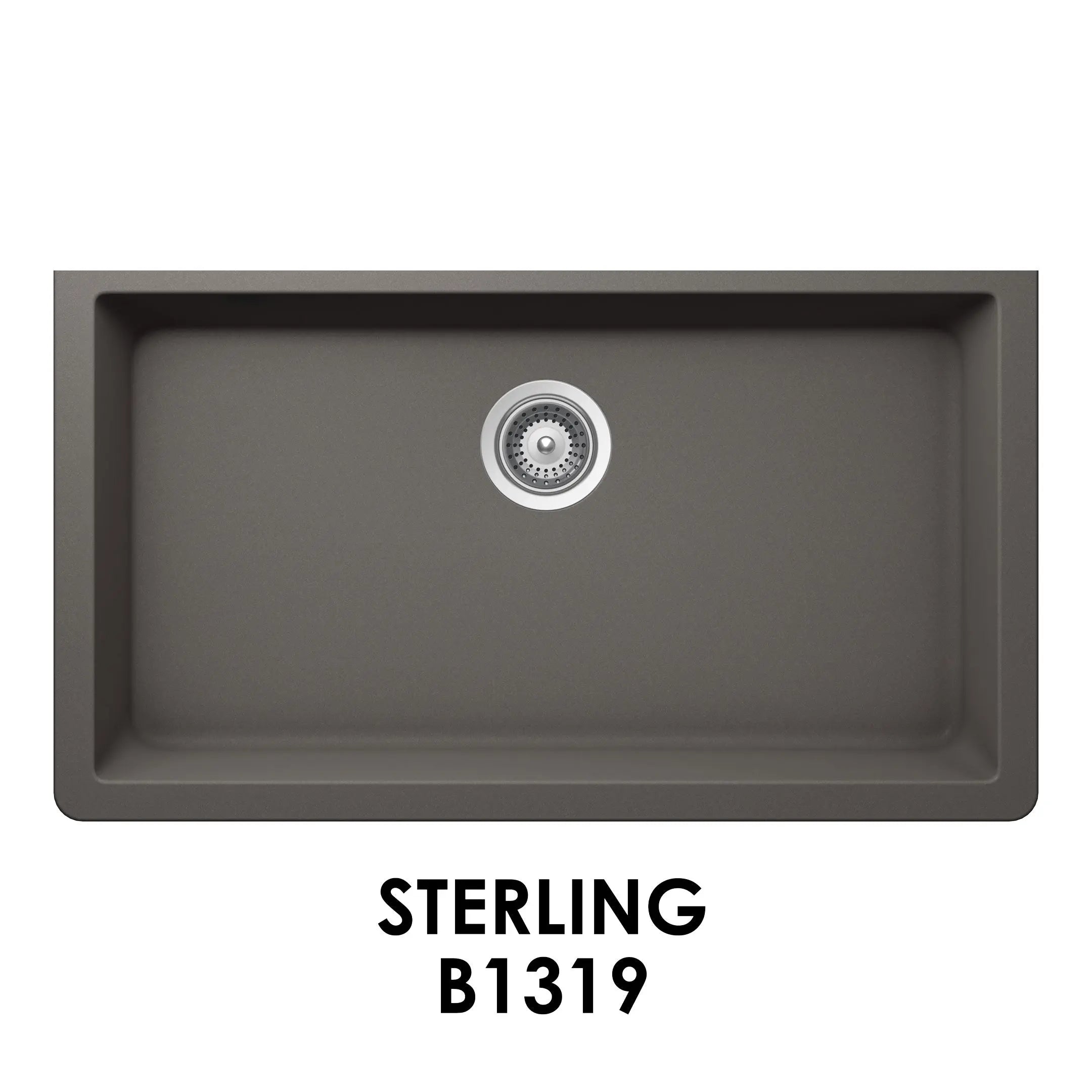 Bristol Sinks 33" The Adour Granite Single Undermount Bowl Kitchen Sink Sterling Grey B1319