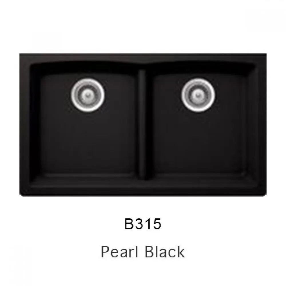 Bristol Sinks 33" Virtuo Granite Double Undermount Low Divide Bowl Kitchen Sink Pearl Black B315