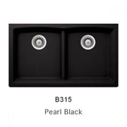 Bristol Sinks 33" Virtuo Granite Double Undermount Low Divide Bowl Kitchen Sink Pearl Black B315
