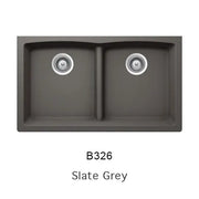 Bristol Sinks 33" Virtuo Granite Double Undermount Low Divide Bowl Kitchen Sink Slate Grey B326