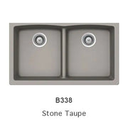 Bristol Sinks 33" Virtuo Granite Double Undermount Low Divide Bowl Kitchen Sink Stone Taupe B338