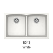 Bristol Sinks 33" Virtuo Granite Double Undermount Low Divide Bowl Kitchen Sink Ultra White B343