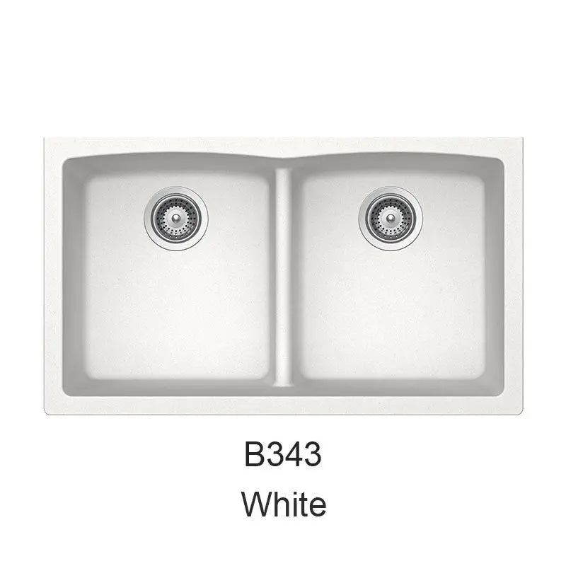 Bristol Sinks 33" Virtuo Granite Double Undermount Low Divide Bowl Kitchen Sink Ultra White B343