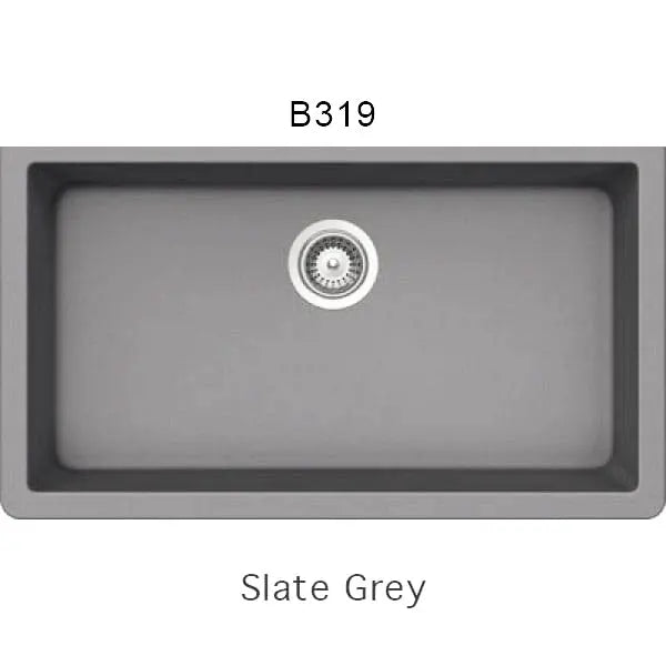 Bristol Sinks 33" Virtuo Granite Single Undermount Bowl Kitchen Sink Slate Grey B319