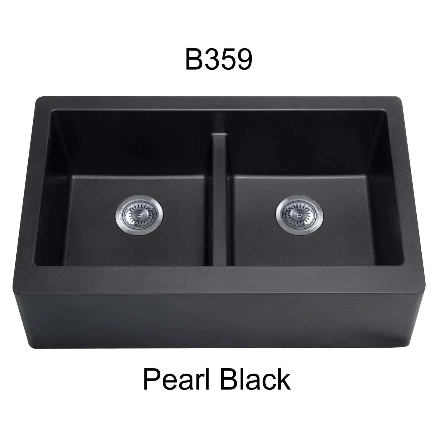 Bristol Sinks 34" Virtuo Granite Farmhouse/Apron Double Bowl Kitchen Sink Pearl Black B359