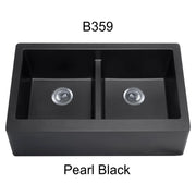 Bristol Sinks 34" Virtuo Granite Farmhouse/Apron Double Bowl Kitchen Sink Pearl Black B359