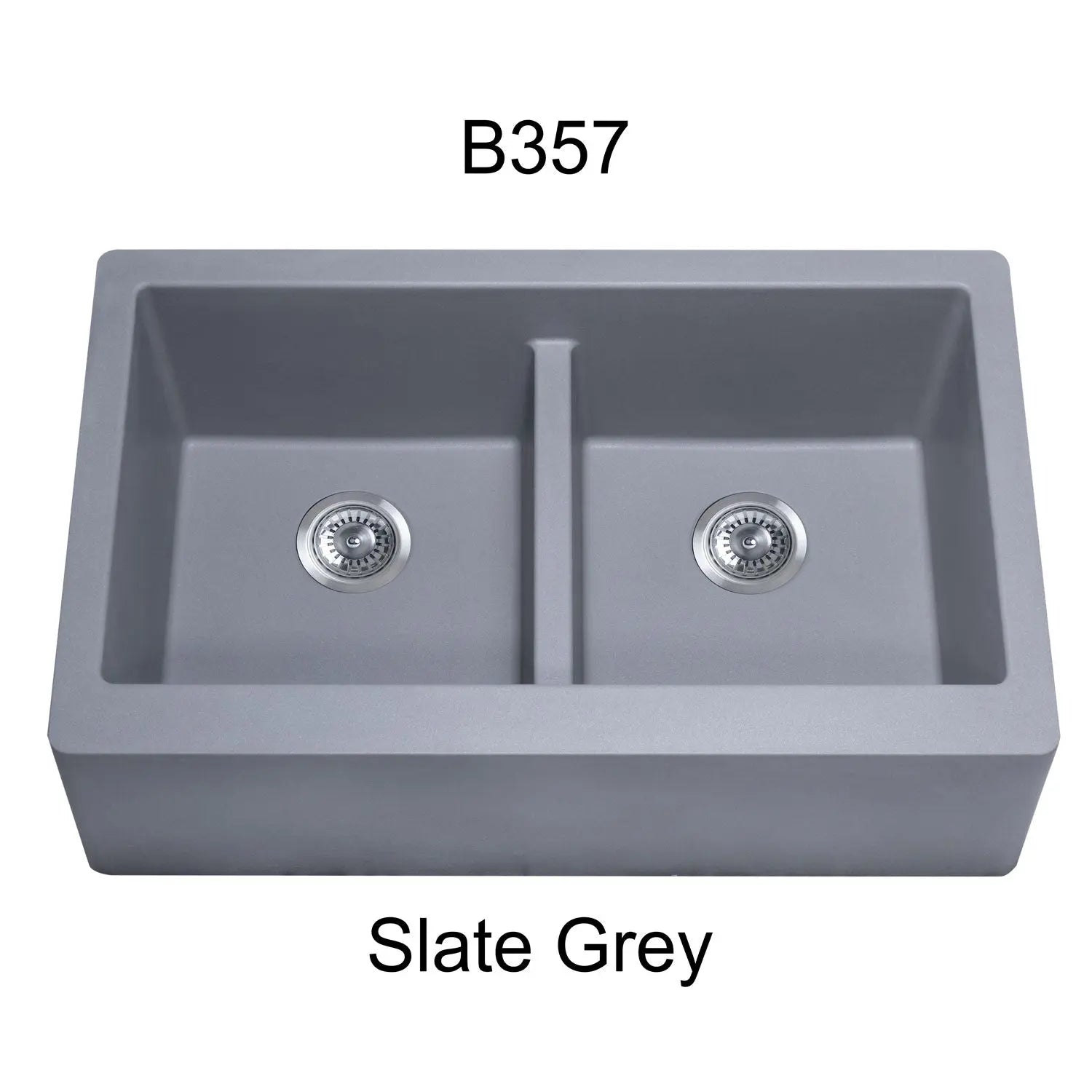 Bristol Sinks 34" Virtuo Granite Farmhouse/Apron Double Bowl Kitchen Sink Slate Grey B357