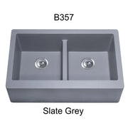 Bristol Sinks 34" Virtuo Granite Farmhouse/Apron Double Bowl Kitchen Sink Slate Grey B357