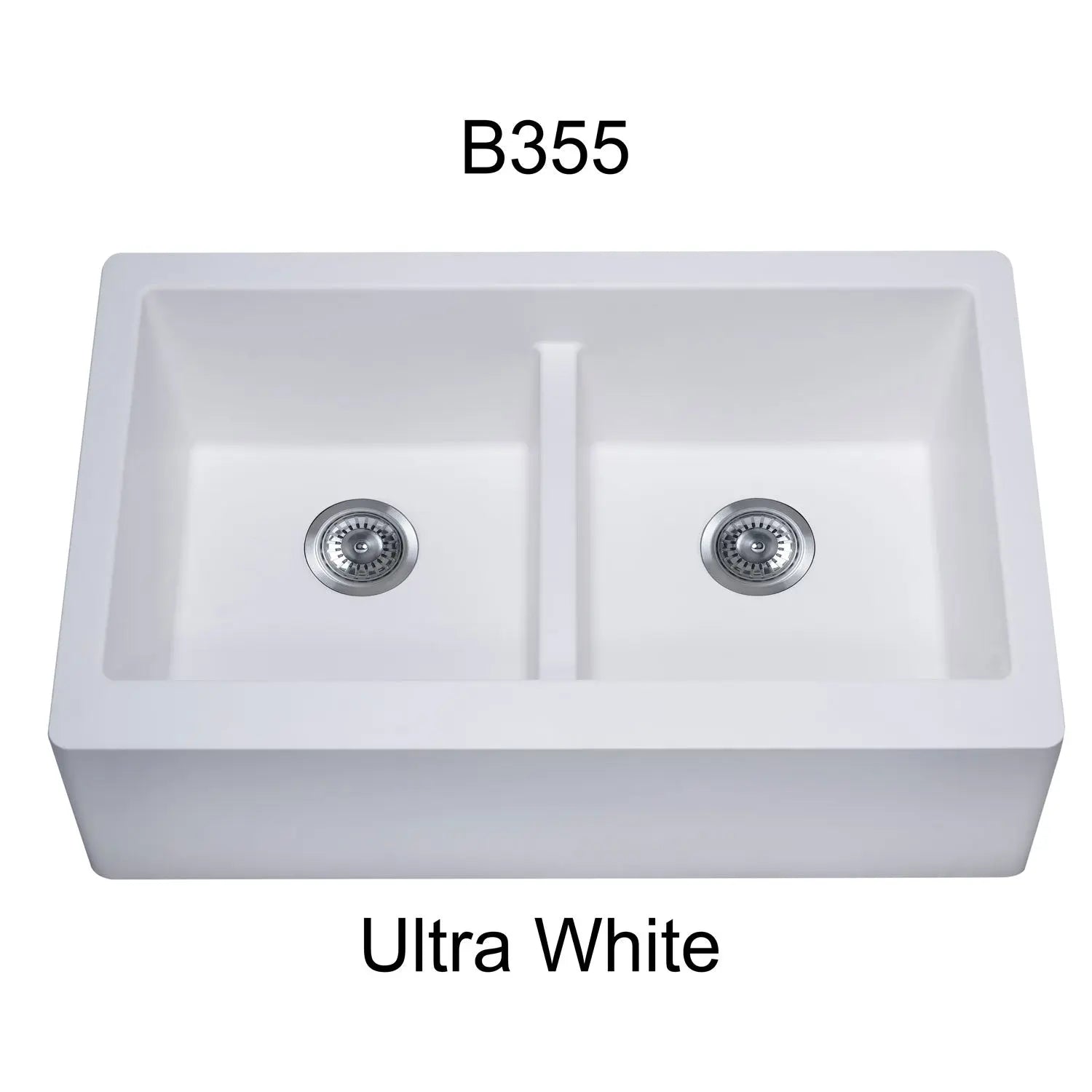 Bristol Sinks 34" Virtuo Granite Farmhouse/Apron Double Bowl Kitchen Sink Ultra White B355