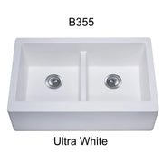 Bristol Sinks 34" Virtuo Granite Farmhouse/Apron Double Bowl Kitchen Sink Ultra White B355