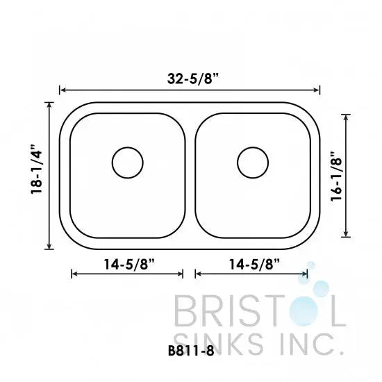 Bristol Sinks B811-8 Undermount Stainless Steel Double Bowl Kitchen Sink