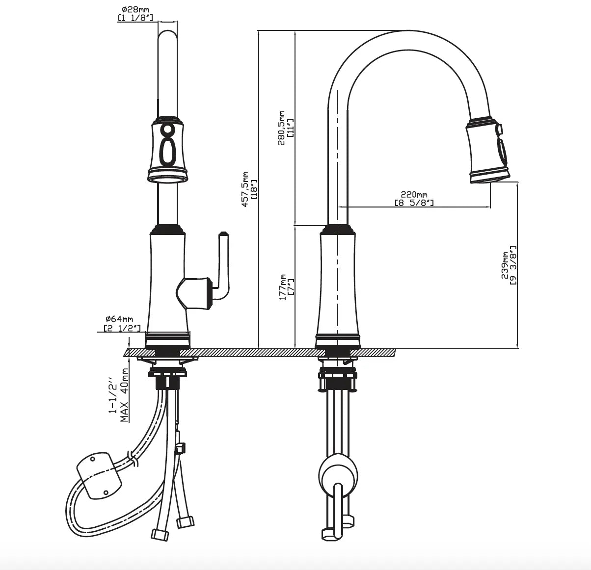 Bristol Sinks Bari Kitchen Faucet Pulldown Chrome
