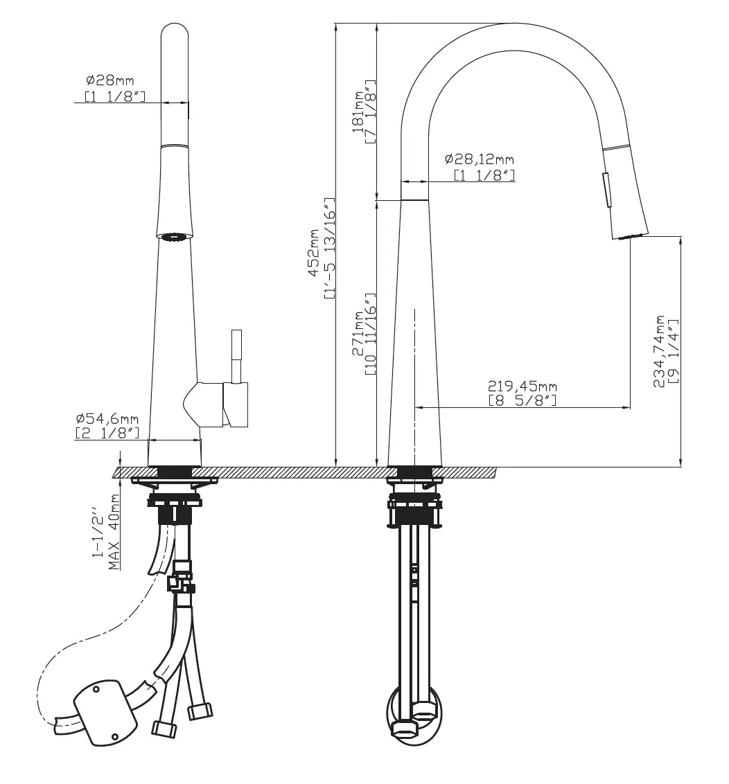 Bristol Sinks Floresta Kitchen Faucet Pulldown - Gunmetal