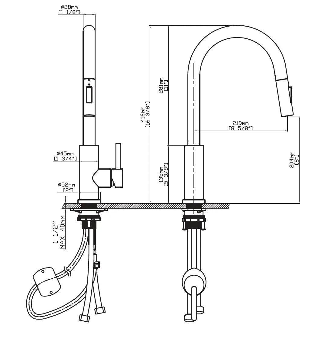 Bristol Sinks Rivera Kitchen Pull-down Faucet - Gunmetal