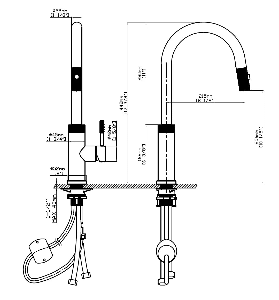 Bristol Sinks Taranto - Pull-down Kitchen Faucet - Matte Black