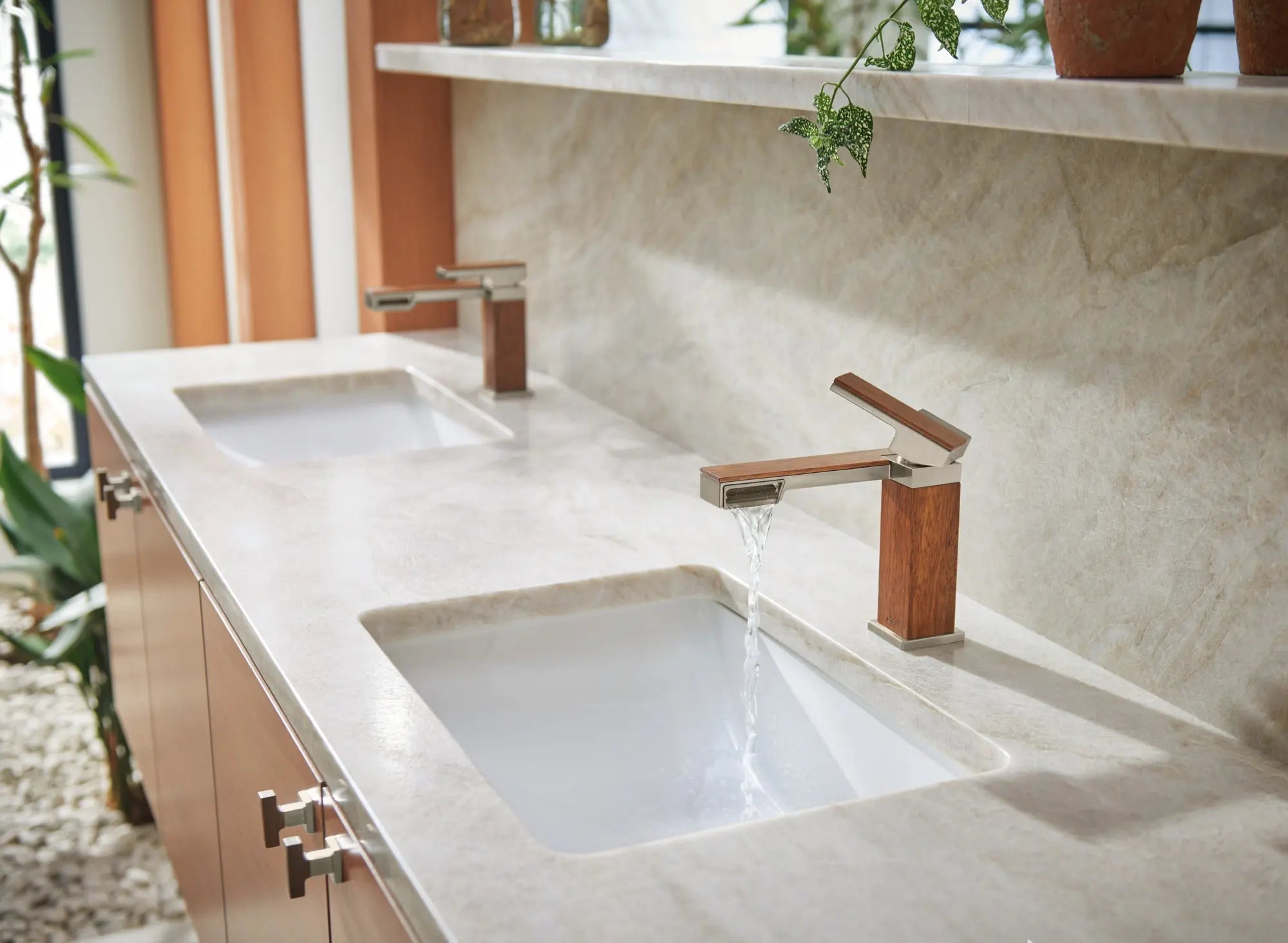 Brizo Frank Lloyd Wright Single-Handle Lavatory Faucet 1.2 GPM Brilliance Luxe Nickel/Wood - Plumbing Market
