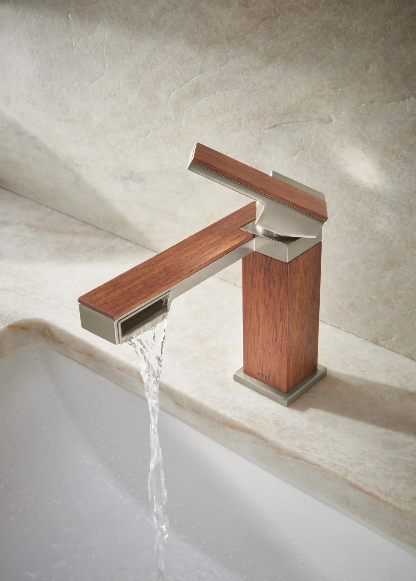 Brizo Frank Lloyd Wright Single-Handle Lavatory Faucet 1.2 GPM Brilliance Luxe Nickel/Wood - Plumbing Market