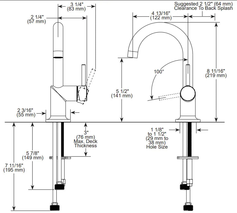 Brizo Jason WU Single Hole Lavatory Faucet 1.2 GPM Matte Black