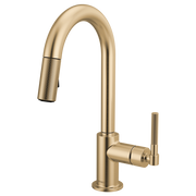 Brizo Litze Arc Spout Bar Faucet with Knurled Handle Luxe Gold - Plumbing Market
