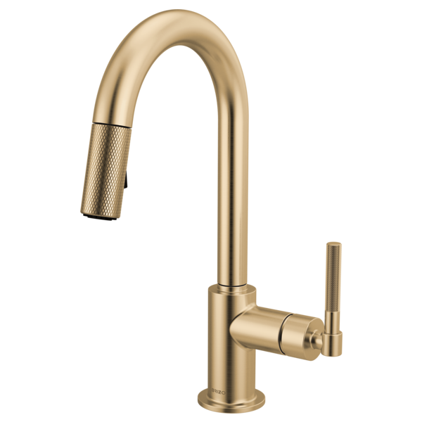 Brizo Litze Arc Spout Bar Faucet with Knurled Handle Luxe Gold - Plumbing Market