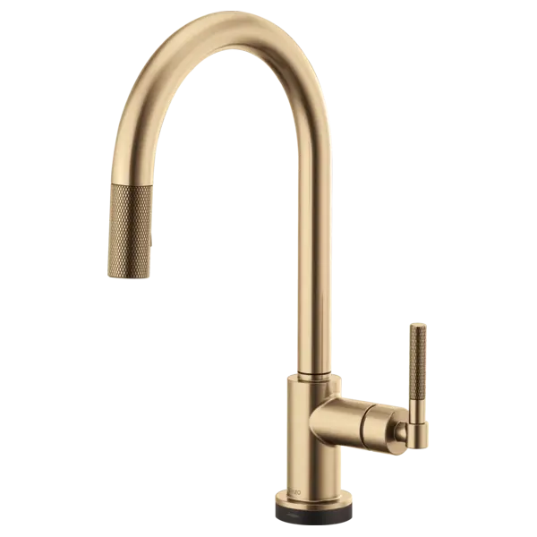 Brizo Litze Arc Spout Pull-Down Kitchen Faucet With Smarttouch Knurled Handle Luxe Gold - Plumbing Market