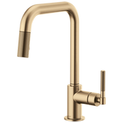 Brizo Litze Pull-Down Faucet with Square Spout and Knurled Handle Luxe Gold - Plumbing Market