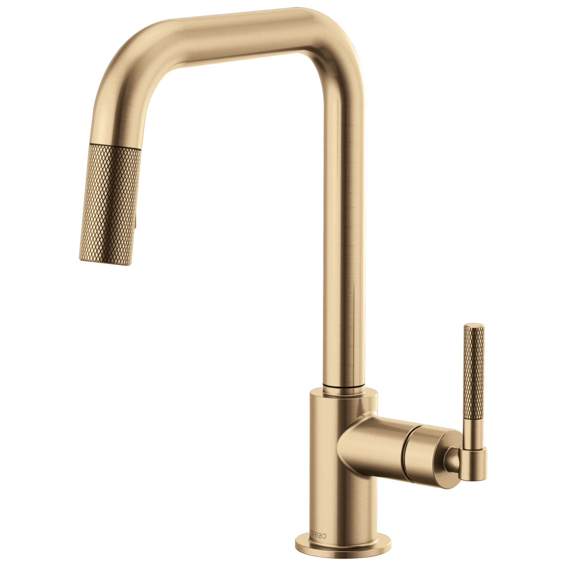 Brizo Litze Pull-Down Faucet with Square Spout and Knurled Handle Luxe Gold - Plumbing Market