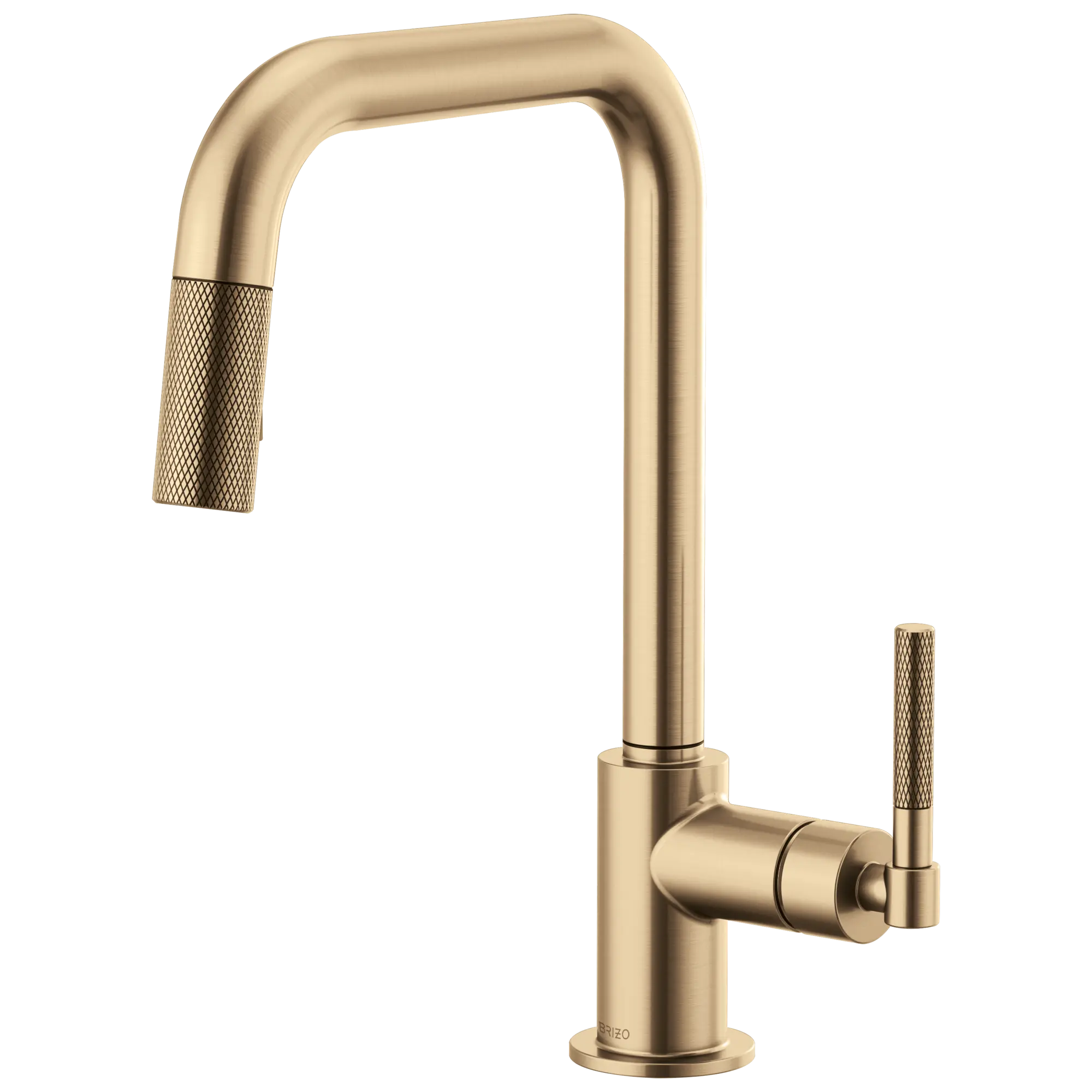 Brizo Litze Pull-Down Faucet with Square Spout and Knurled Handle Luxe Gold - Plumbing Market