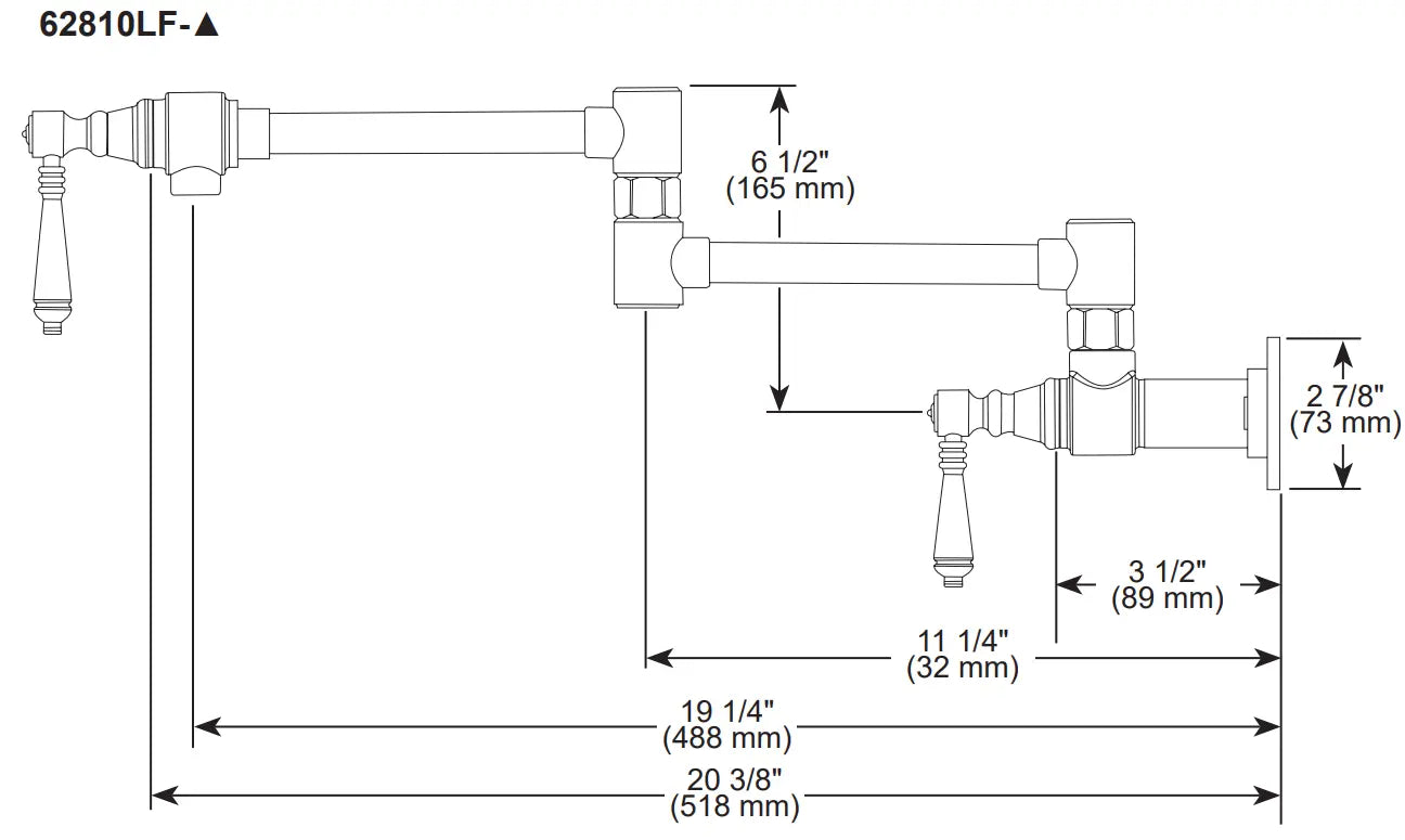 Brizo Litze Wall Mount Pot Filler with Knurled Handle Kit - Plumbing Market