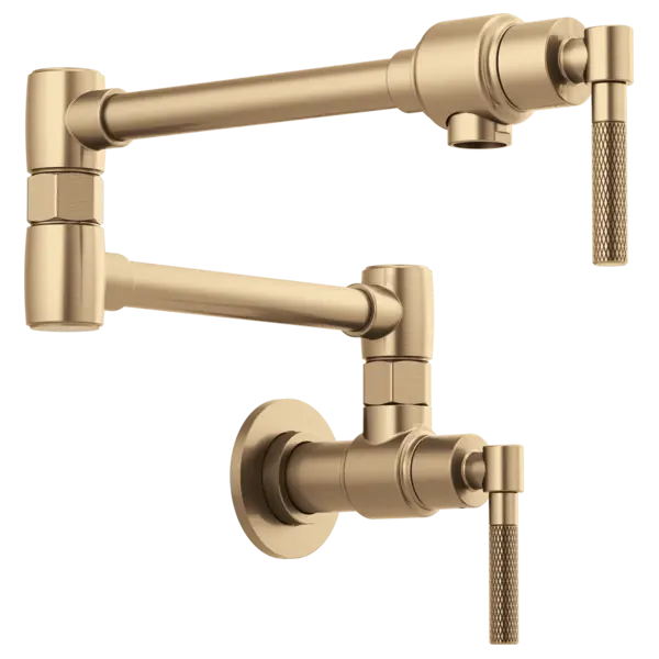 Brizo Litze Wall Mount Pot Filler with Knurled Handle Luxe Gold - Plumbing Market
