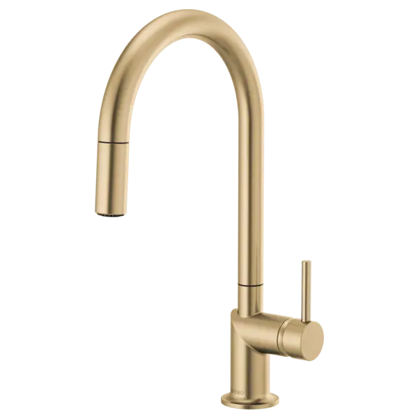 Brizo Odin Pull-Down Faucet with Arc Spout - Less Handle Luxe Gold - Plumbing Market