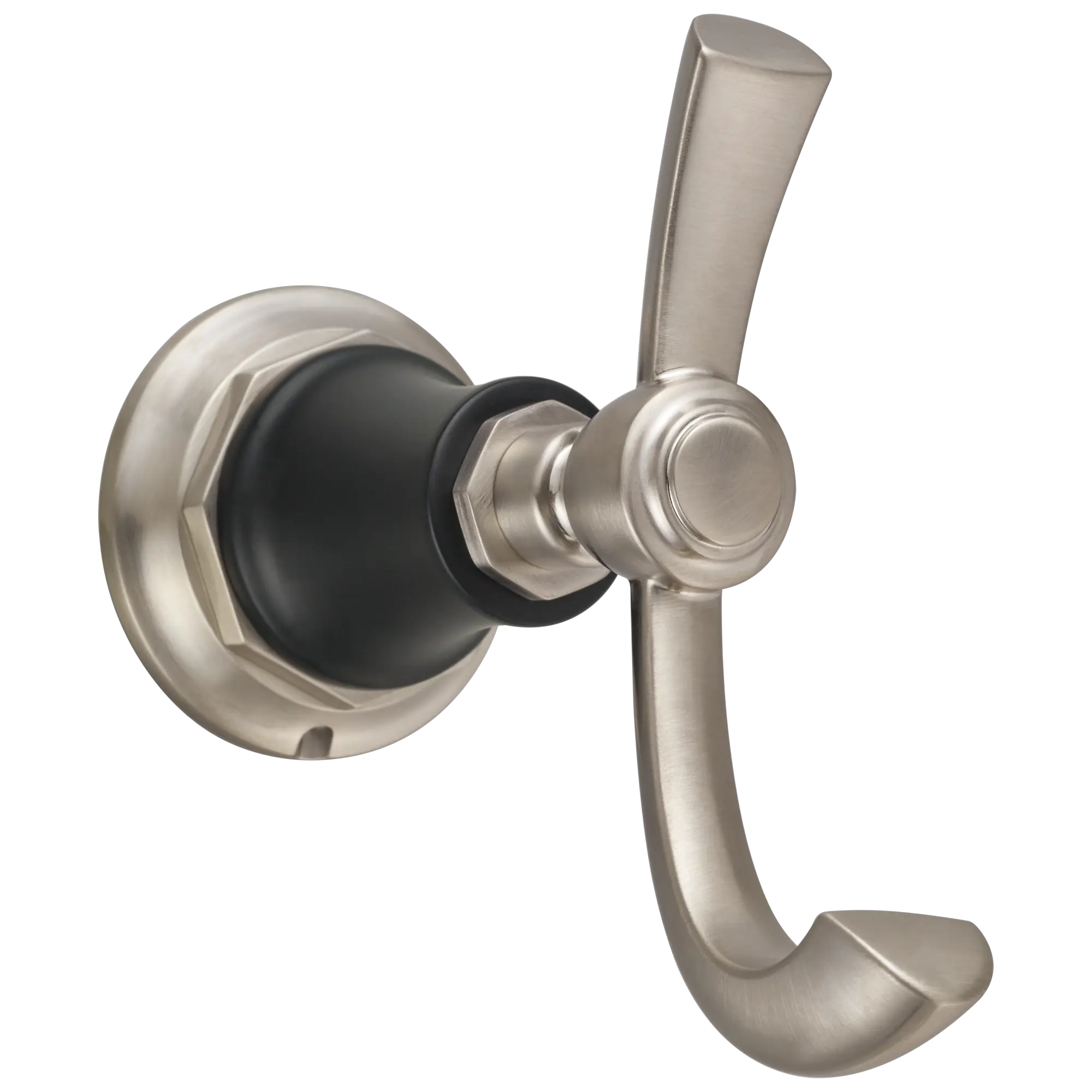 Brizo Rook Double Robe Hook Matte Black and Brilliance Luxe Nickel - Plumbing Market