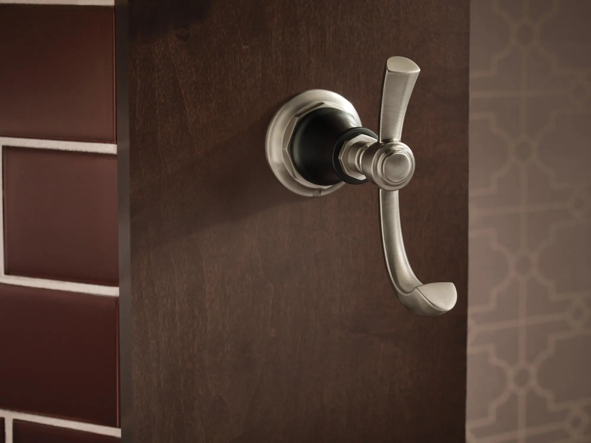 Brizo Rook Double Robe Hook Matte Black and Brilliance Luxe Nickel - Plumbing Market