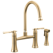 Brizo Tulham Bridge Kitchen Faucet with Side Sprayer Brilliance Luxe Gold / Brilliance Polished Gold - Plumbing Market