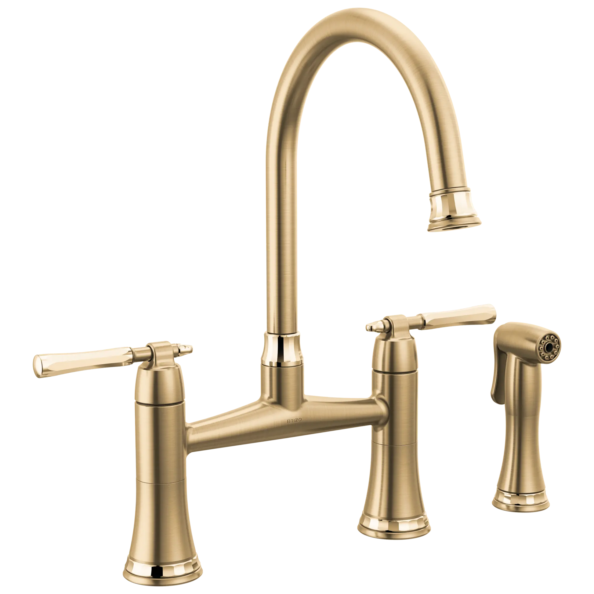 Brizo Tulham Bridge Kitchen Faucet with Side Sprayer Brilliance Luxe Gold / Brilliance Polished Gold - Plumbing Market