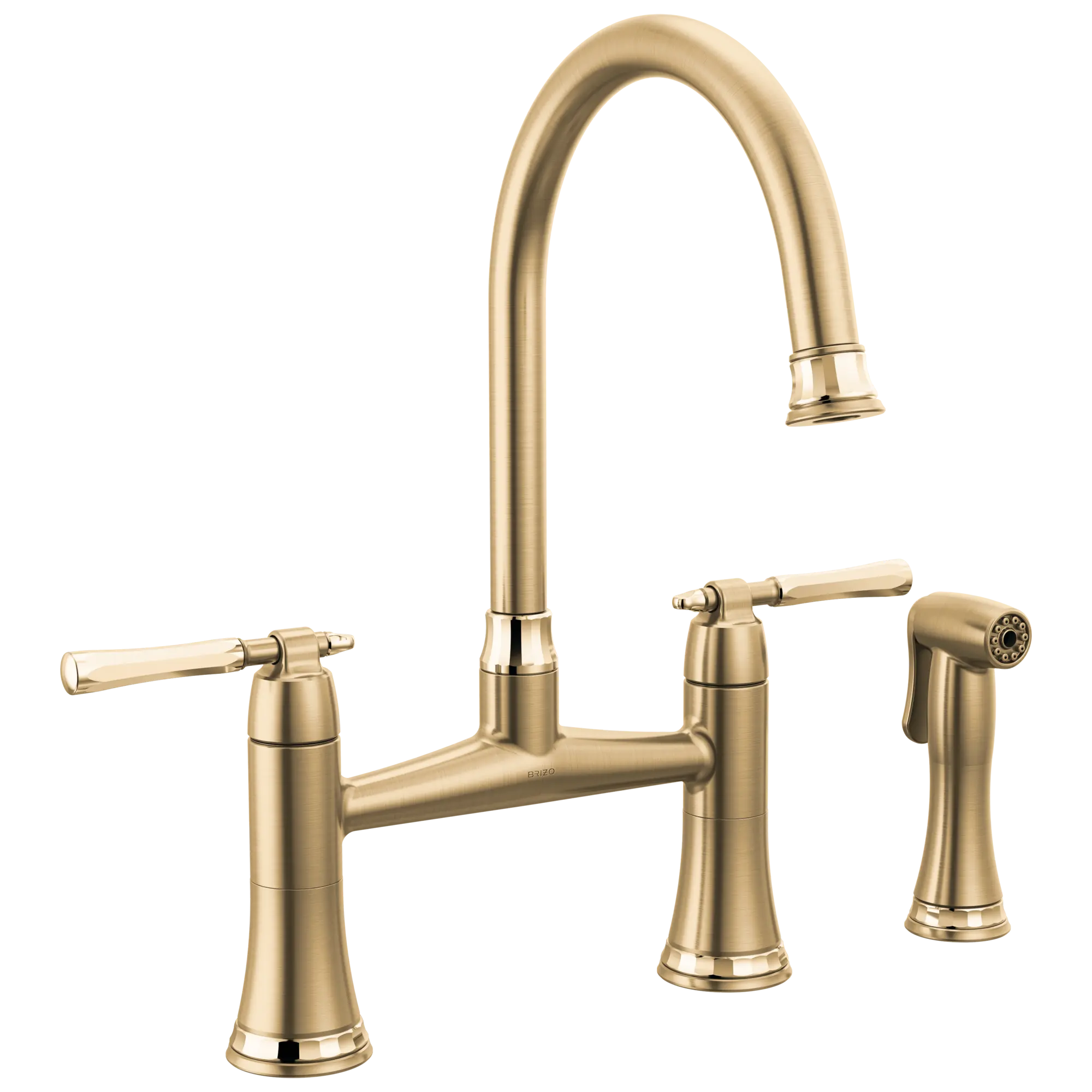 Brizo Tulham Bridge Kitchen Faucet with Side Sprayer Brilliance Luxe Gold / Brilliance Polished Gold - Plumbing Market