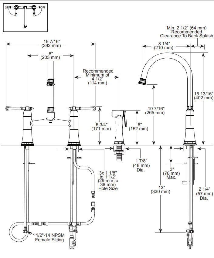 Brizo Tulham Bridge Kitchen Faucet with Side Sprayer Brilliance Luxe Gold / Brilliance Polished Gold - Plumbing Market